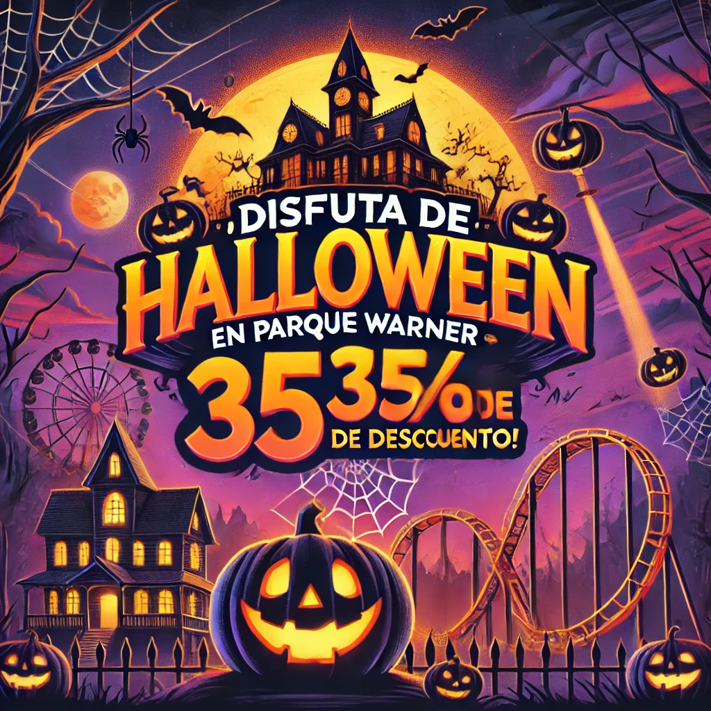 ¡Disfruta de Halloween en Parque Warner con un 35% de Descuento! 🎃